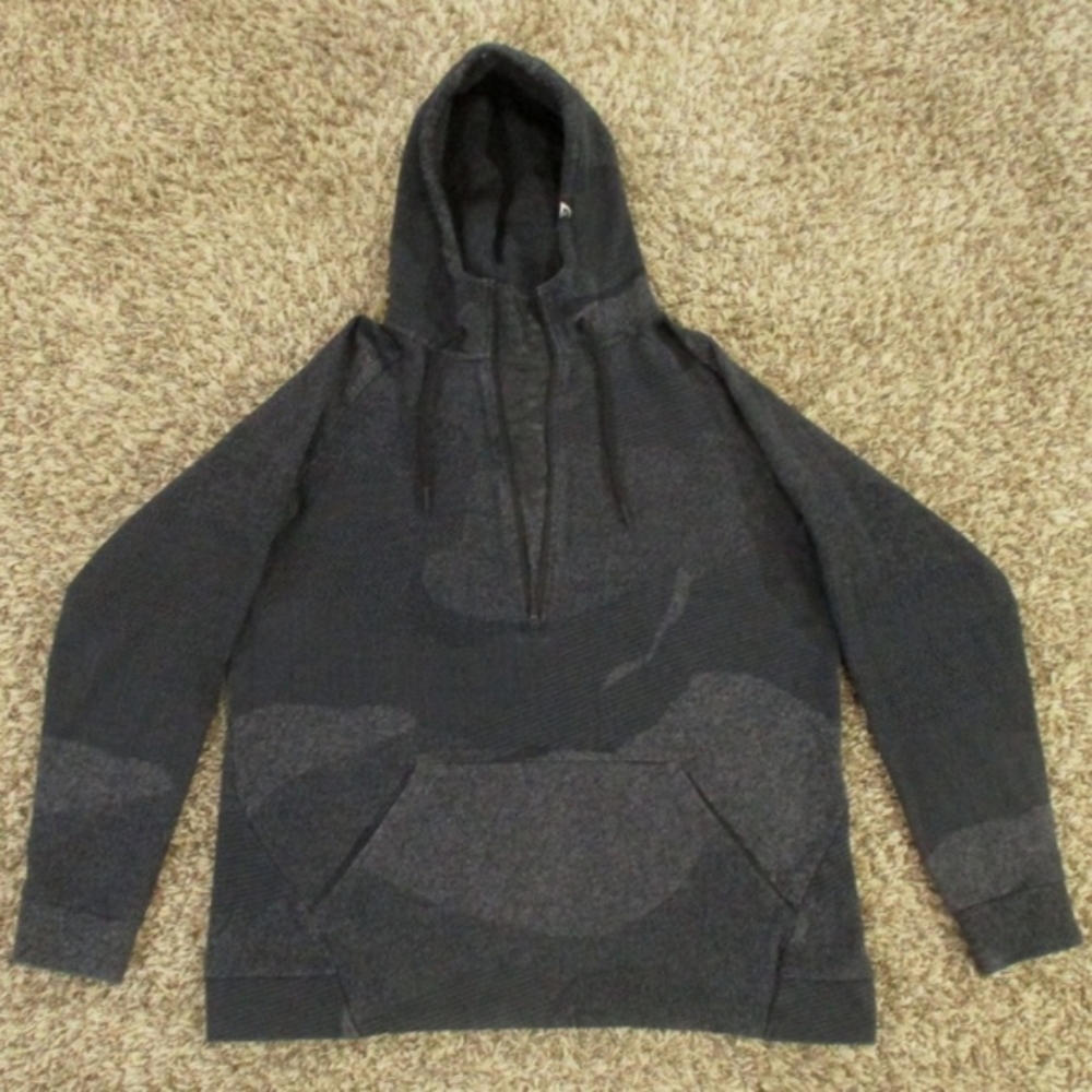 Gymshark Hoodie Men Medium Charcoal Camo Ultra Jacquard 1/2 Zip Pullover Workout